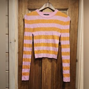 Forever 21 Pink and Orange Cropped Sweater